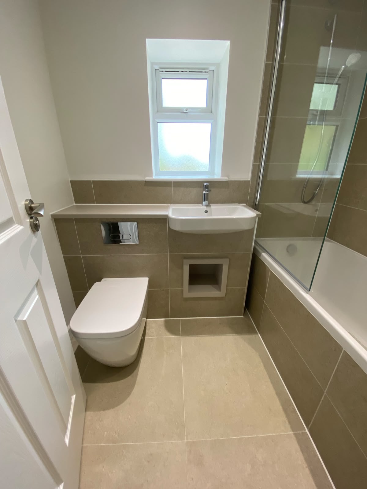 Finished bathroom and built in vanity