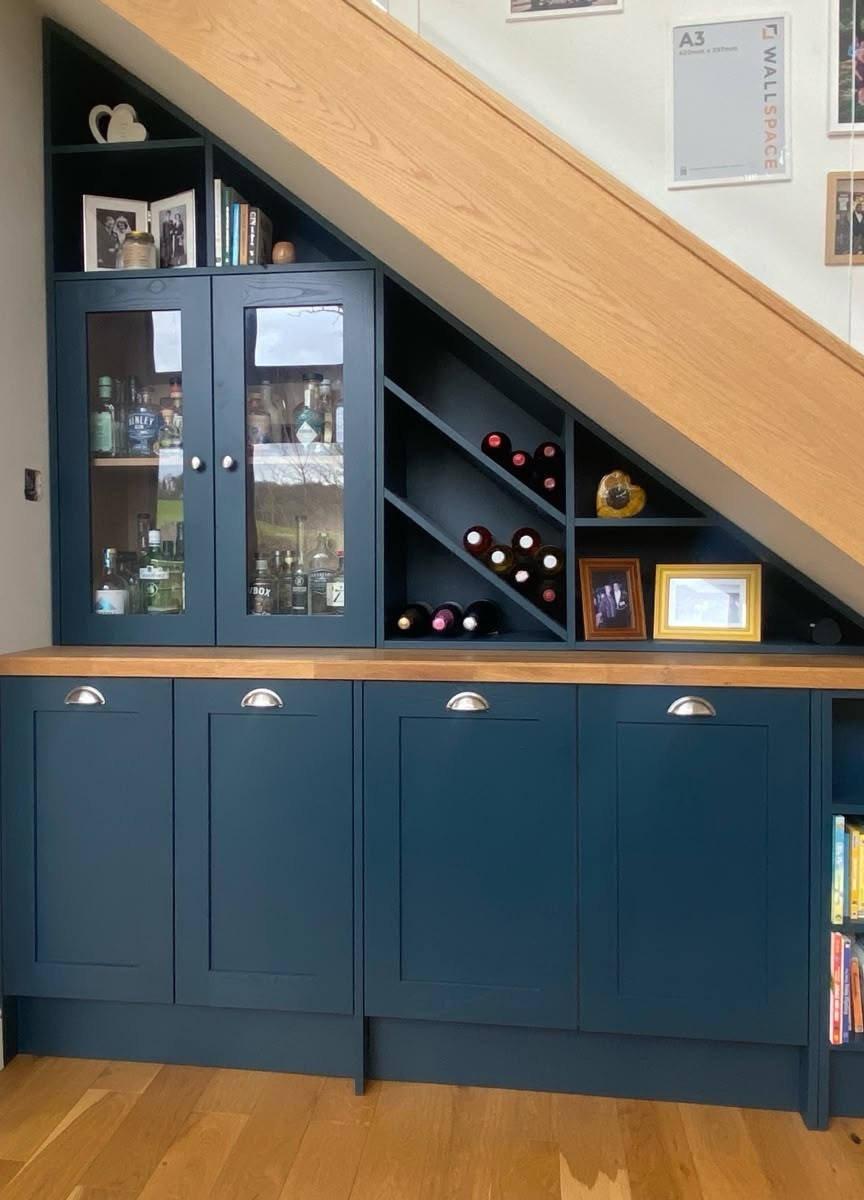 Understairs storage with custom wine rack